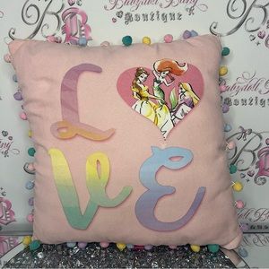 Disney princess pillow ombré rainbow Pom poms pastel cute love belle y2k pink